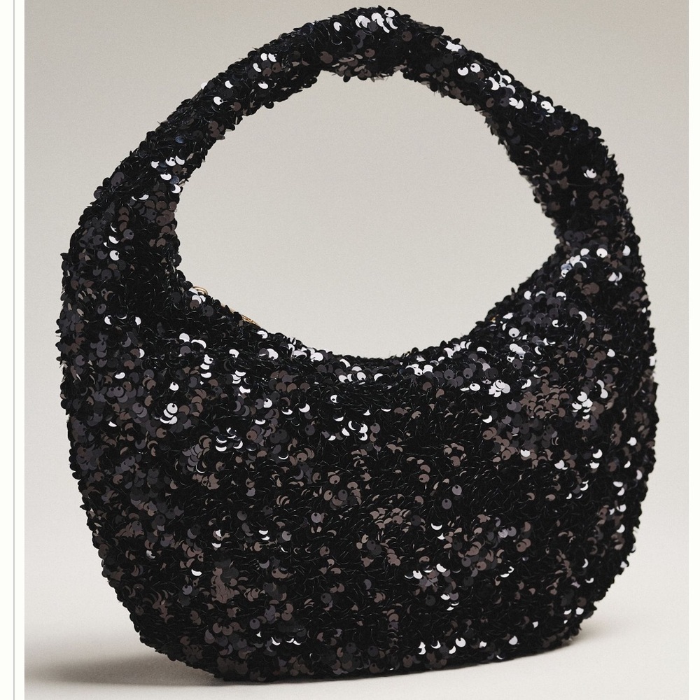 NWT Anthropologie Black sequin  hobo Handbag Edition